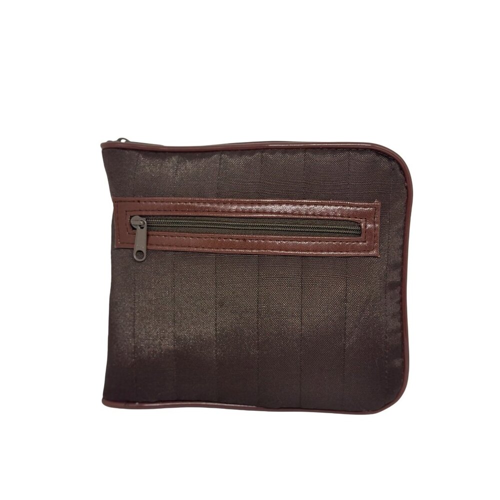 Traveler‎ Brown Textured Zipper Pouch Bag 6.5x6.75 Utility Organizer Travel Case